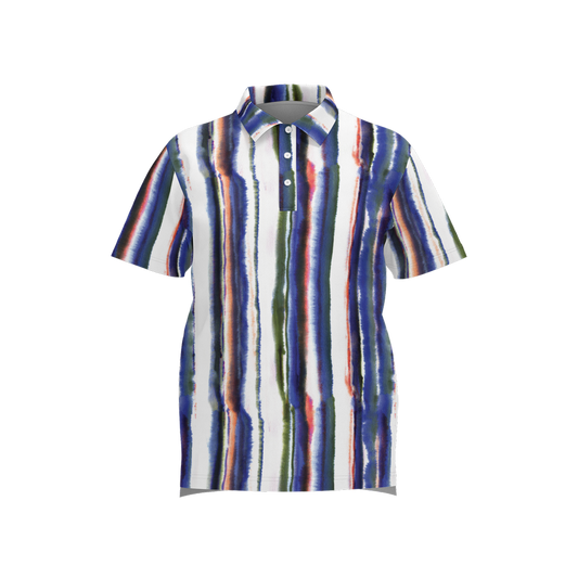 Billy Elbows Red, White, and Blue Striped Golf Polo